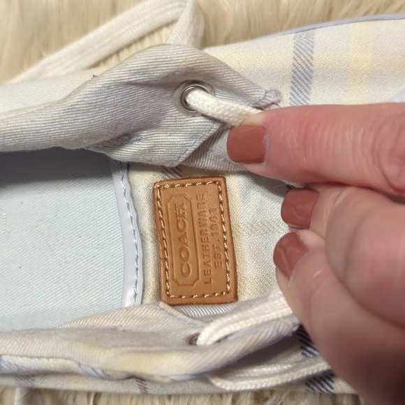 Coach Barrett light blue/yellow/white plaid shoes size 10B - Picture 6 of 8